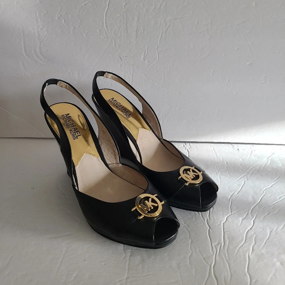 MICHAEL Michael Kors Shoes - MK  Michael Kors women's wedge leather heels slingback sz.8M
